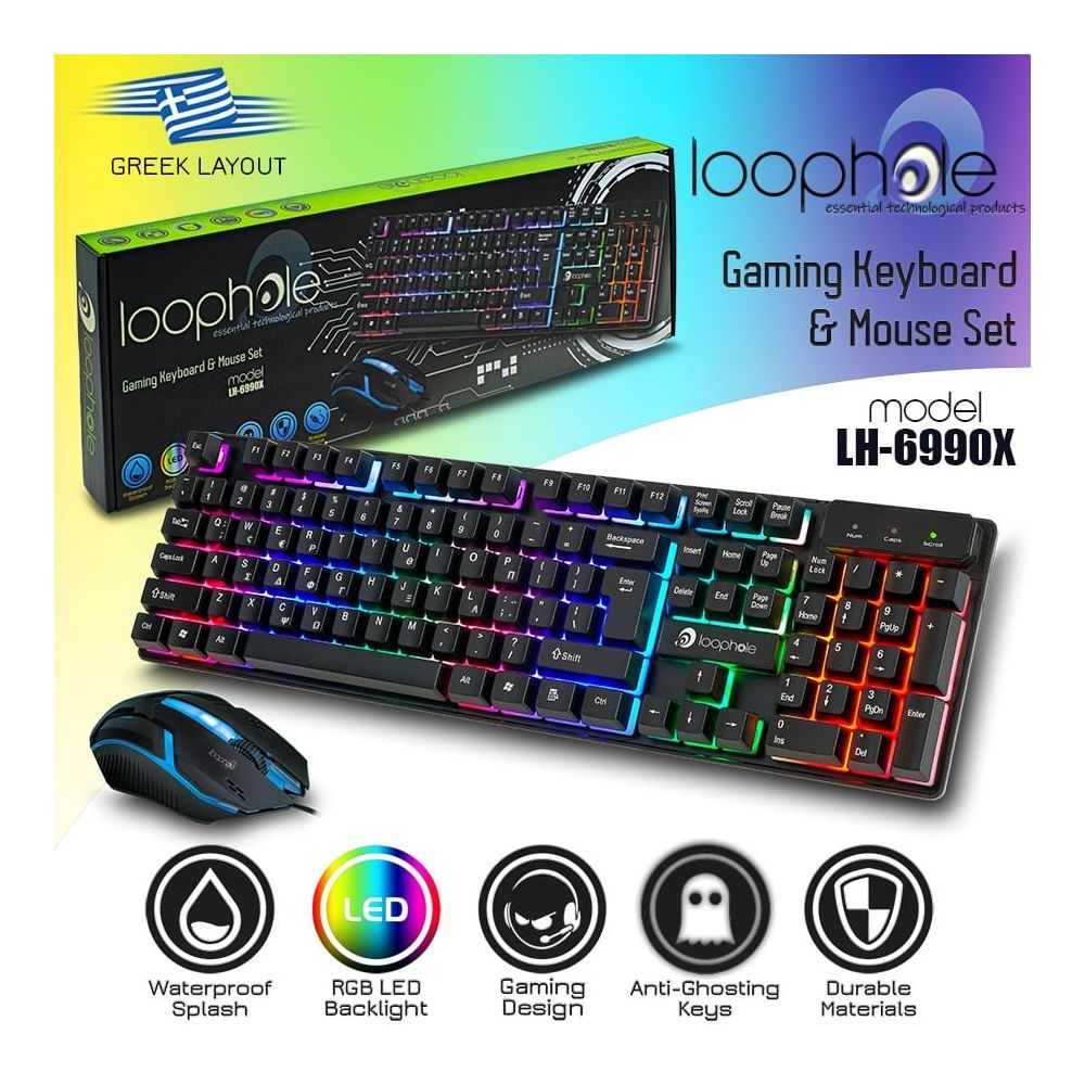 Loophole LH-6990X Σετ Gaming Πληκτρολόγιο με RGB φωτισμό & Ποντίκι GR