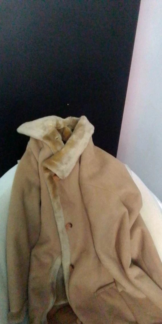 Μεσάτο παλτό με γούνα καφέ καινούργιο, μέγεθος L