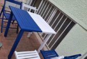 Χειροποίητο Σετ Τραπεζαρίας Εξωτερικού Χώρου σαν καινούργιο, 1 τραπέζι & 4 καρέκλες